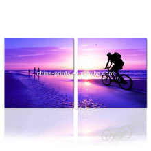 Beautiful Seascape Painting 2 Panels / Sunrise on Sea Art de mur / Décoration intérieure